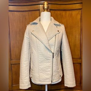 Faux Leather Greige Biker Jacket